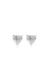 Anabela Chan Midi 18k White Gold Diamond Heart Earrings In White