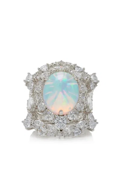 Anabela Chan Ocean 18k White Gold Opal Rings In White