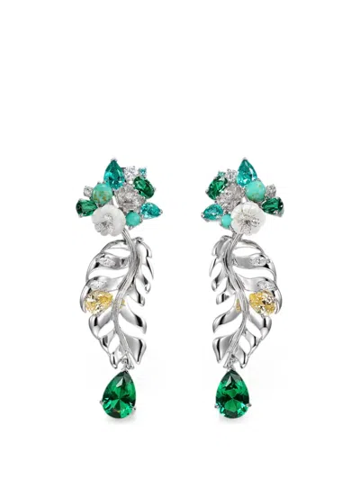 Anabela Chan Palm Multi-stones Earrings In Silver