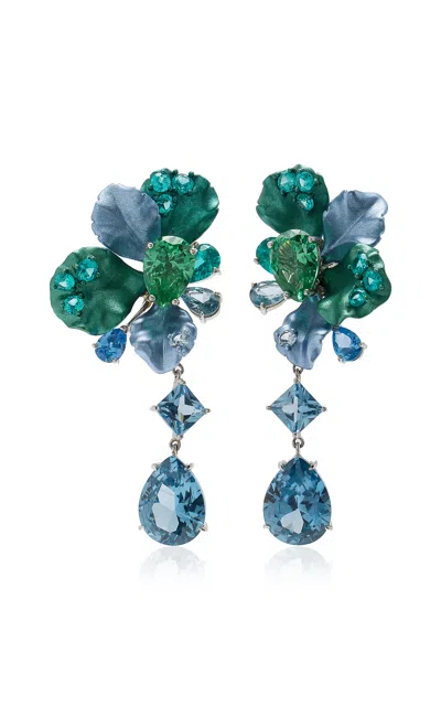 Anabela Chan Paraiba Ariel 18k White Gold Multi-stone Earrings In Blue