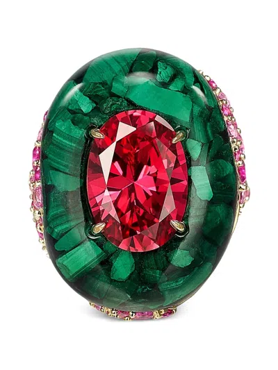 Anabela Chan Peacock Ring Mit Malachit In Green