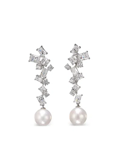 Anabela Chan Pearl Shatter Vine Diamond Earrings In White