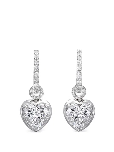 Anabela Chan Petite Heart Pendant Hoop Earrings In Silver