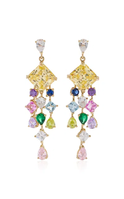 Anabela Chan Rainbow Asscher 18k Gold; Rhodium Vermeil Multi-gem Earrings