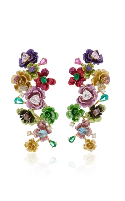 Anabela Chan Rainbow Rose Chandelier 18k Yellow Gold Earrings