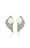 Anabela Chan Recycled Aluminium; 18k Yellow Gold Vermeil Citrus Leaf Blade Ear Studs In Multi