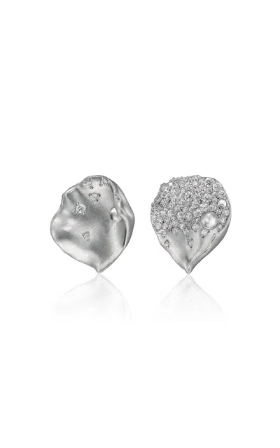 Anabela Chan Recycled Aluminium; Rhodium Vermeil Silver Smoke Rosa Petal Studs In Metallic