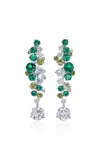 Anabela Chan Rhodium Vermeil; 14k White Gold Earring Posts Emerald Nectar Earrings In Multi