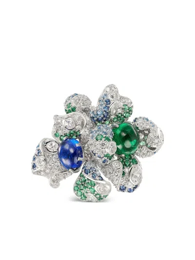 Anabela Chan Rhodium Vermeil Blossom Multi-stone Ring In Metallic