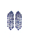 Anabela Chan Rhodium Vermeil Cascade Sapphire Drop Earrings In Blue