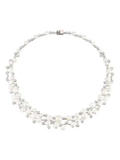 Anabela Chan Rhodium Vermeil Constellation Pearl And Diamond Necklace In Metallic