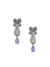 Anabela Chan Rhodium Vermeil Dentelle Bow Amathyst And Diamond Earrings In Silver