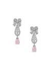 Anabela Chan Rhodium Vermeil Dentelle Bow Kunzite And Diamond Earrings In White