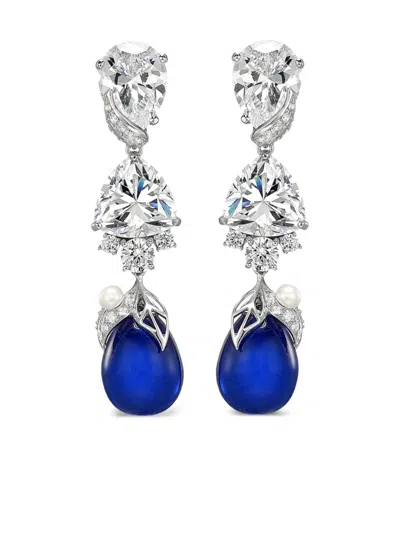 Anabela Chan Rhodium Vermeil Drop Berry Multi-stone Earrings In Metallic
