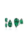 Anabela Chan Rhodium Vermeil Emerald Floating Ear Huggies In Green