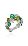 Anabela Chan Rhodium Vermeil Emerald Nectar Ring In Brown