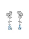 Anabela Chan Rhodium Vermeil Orchid Aquamarine And Diamond Earrings In Silver