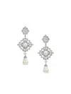 Anabela Chan Rhodium Vermeil Pixelise Pearl And White Diamond Earrings In Metallic