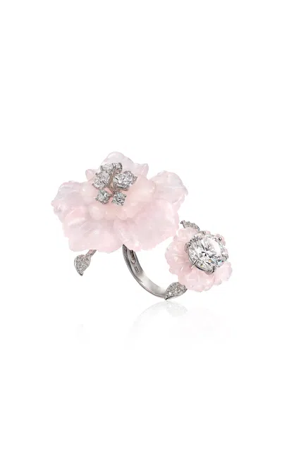 ANABELA CHAN RHODIUM VERMEIL ROSE QUARTZ SAKURA RING