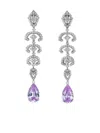 Anabela Chan Rhodium Vermeil Scallop Lace Amethyst And Diamond Earrings In Silver