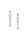 Anabela Chan Rhodium Vermeil Scallop Lace Kunzite And Diamond Earrings In Metallic