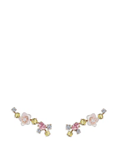 Anabela Chan Rose Floral Sapphire And Diamond Earrings In Multi