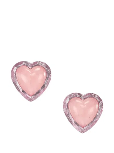 Anabela Chan Rose Heart Earrings In 粉色