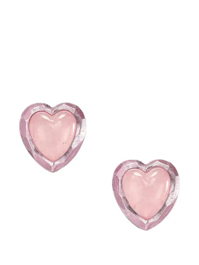 Anabela Chan Rose Heart Stud Earrings In Pink