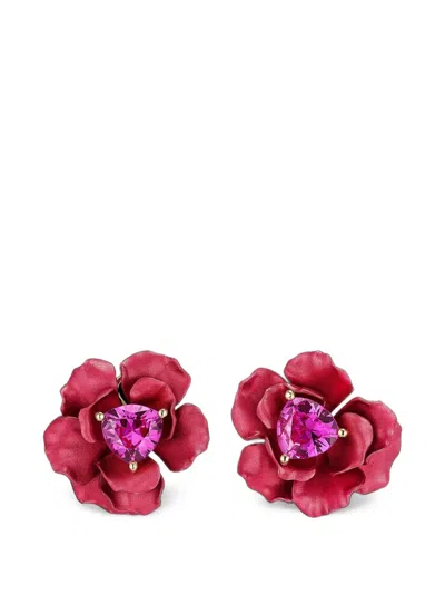 Anabela Chan Ruby Rose Sapphire Floral-motif Earrings In Burgundy