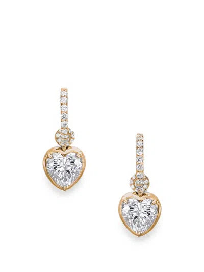 Anabela Chan Simulated Diamond Heart Hoop Earrings In Gold