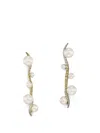 Anabela Chan Snowflower Blades Of Grass Pearl And Diamond Earrings In Metallic
