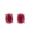 Anabela Chan Supernova Synthesized Ruby Cushion Wing Stud Earrings In Red/silver