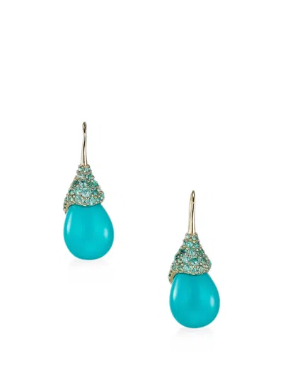 Anabela Chan Turquoise Droplet Earrings In Metallic
