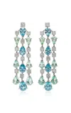 Anabela Chan Valley Orchid 18k White Gold Sapphire; Spinel; Diamond Earrings In Multi