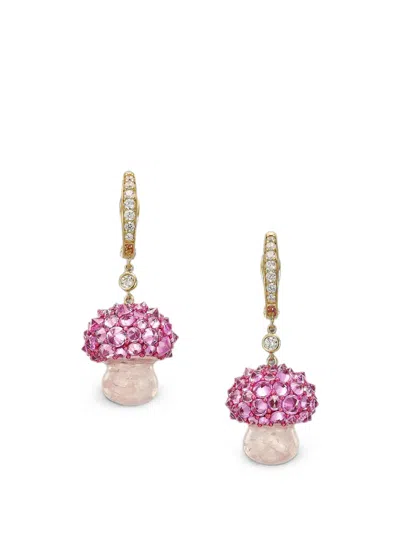 Anabela Chan Virosa Rose Quartz Diamond And Sapphire Earrings In Pink