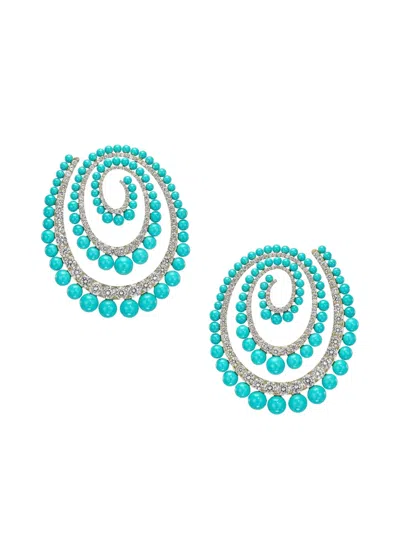 Anabela Chan Vortex Turquoise And Diamond Hoop Earrings In Blue