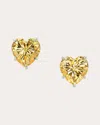 Anabela Chan Women's Canary Diamond Heart Stud Earrings
