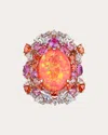 Anabela Chan 18k Yellow Gold Vermeil Coral Opal Ocean Gemstone Rings In Orange