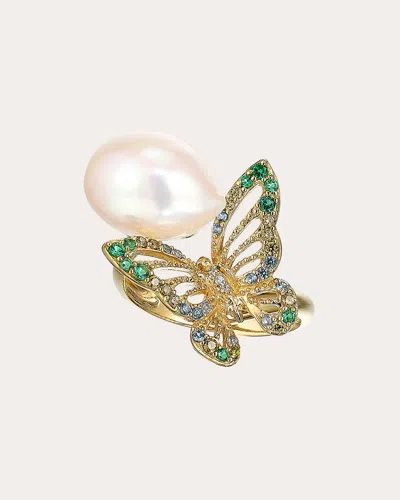 Anabela Chan Women's Cultured Pearl & Diamond Butterfly Ring In Green