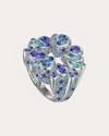 Anabela Chan Women's Diamond & Aquamarine Pavé Panettone Ring In Blue