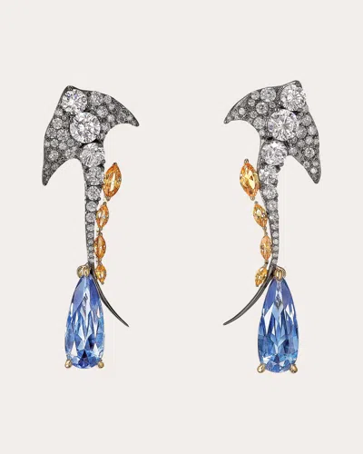 Anabela Chan Women's Diamond & Blue Spinel Aqua Ray Drop Earrings 14k Gold In Metallic