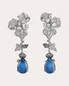 Anabela Chan Women's Diamond & Kashmir Sapphire Orchid Drop Earrings In Metallic
