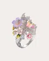 Anabela Chan Women's Diamond & Mother Of Pearl Lavender Primrose Bouquet Ring In White