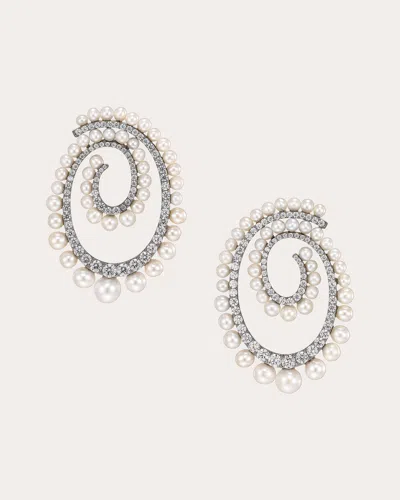 Anabela Chan Women's Diamond & Pearl Petite Vortex Drop Earrings In Metallic