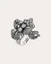 Anabela Chan Women's Diamond Blackened Mini Bloomingdale Ring In Metallic