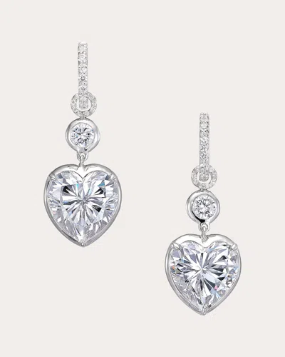 Anabela Chan Women's Diamond Large Heart Hoop Earrings In Metallic