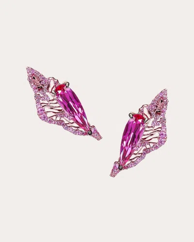 Anabela Chan Women's Fuchsia Pink Sapphire Halia Stud Earrings 18k Gold