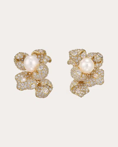 Anabela Chan Women's Gold Blossom Pearl Stud Earrings 18k Gold