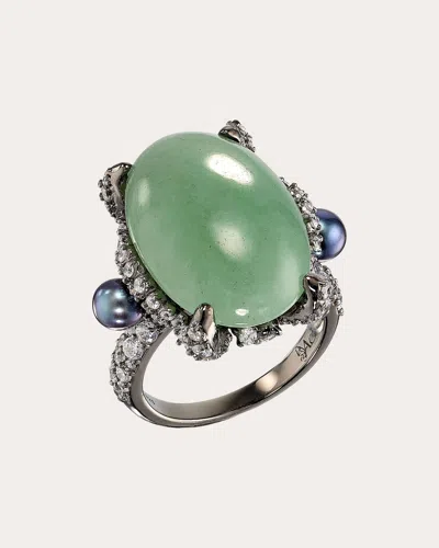 Anabela Chan Women's Jade & White Topaz Matrix Love & Pain Ring In Green