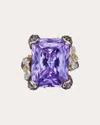 Anabela Chan 18k Yellow Gold Plated Sterling Silver English Garden Simulated Amethyst & Simulated Diamond Cindere In Purple